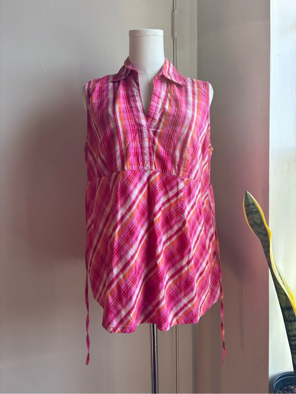 Oh!mama 90s vintage maternity plaid sleeveless blouse